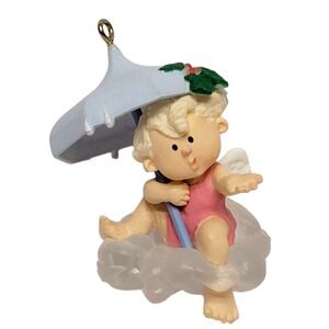 VTG 80s Hallmark December Showers Christmas Ornament 1987 Donna Lee Artists Fave